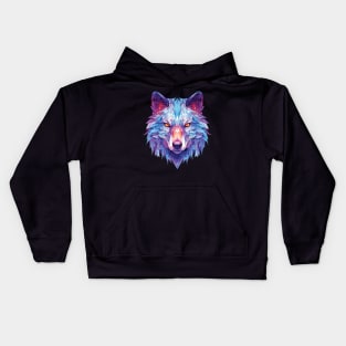 Holographic Wolf - modern gift design Kids Hoodie